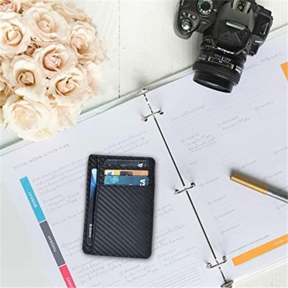 Minimalist Wallets for Men & Women RFID Front Pocket Leather Card Holder - Picture 6 of 7